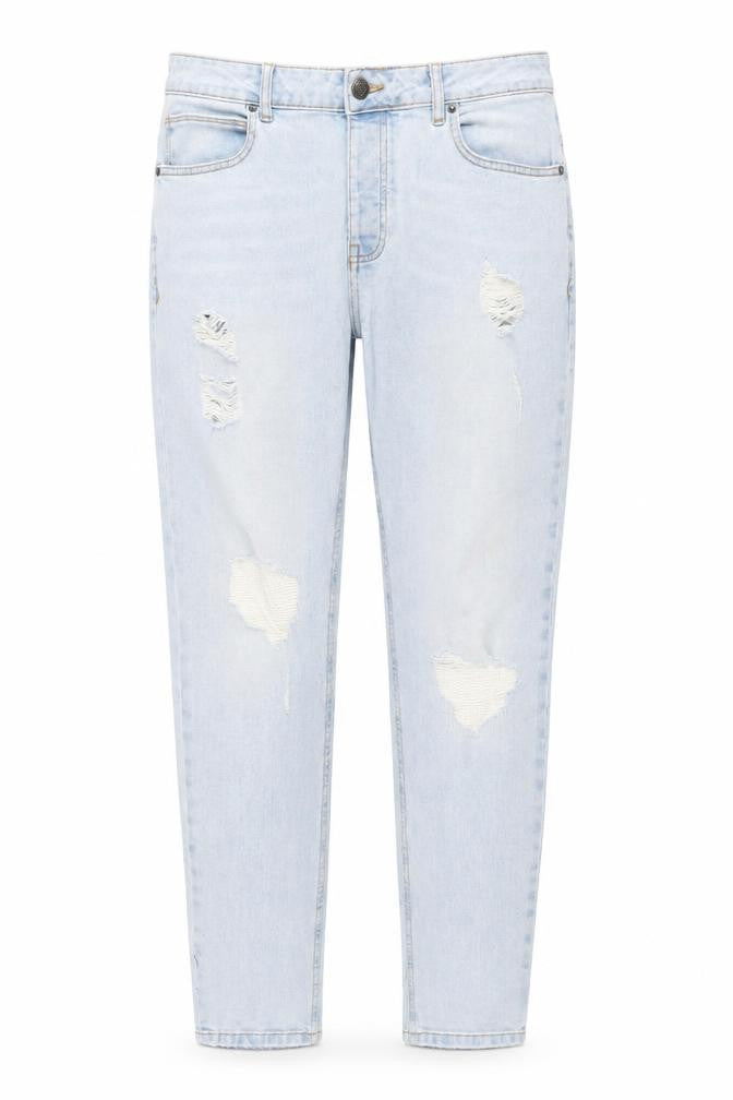 Denim Womens Blue Cotton Straight Jeans Size 34 in Regular Zip