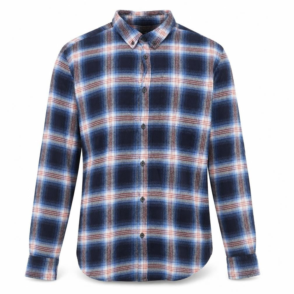 Avenue Mens Blue Plaid Cotton Button-Up Size XS Collared Button