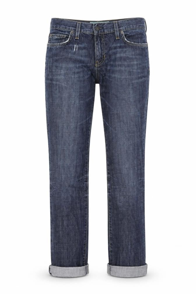 Front view of Gap women’s blue cotton straight jeans, size UK 4, regular zip