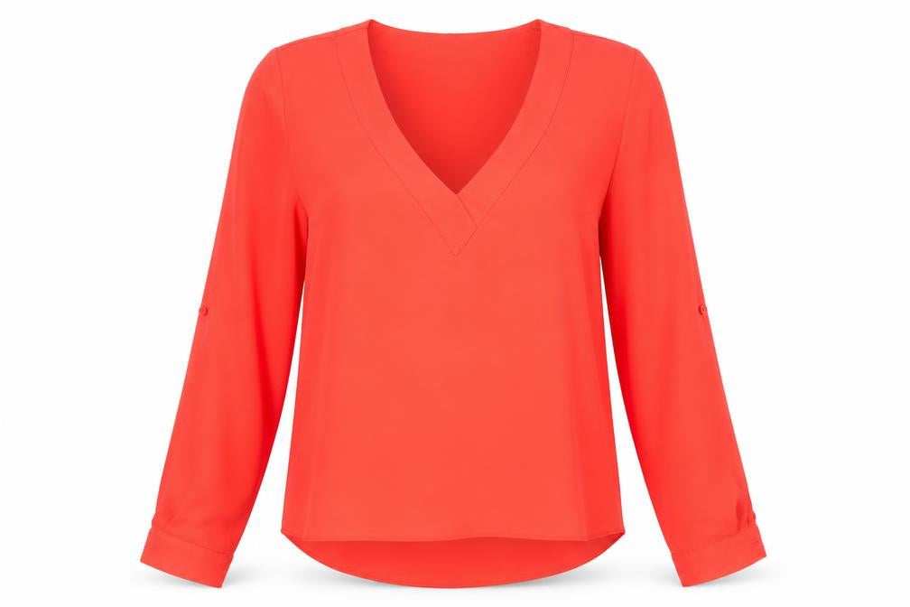 Atmosphere Womens Red Polyester Basic Blouse Size 8 V-Neck