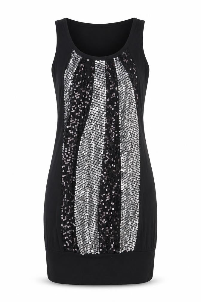 Front view of Be Beau women’s black viscose a-line, size UK 10, scoop neck pullover