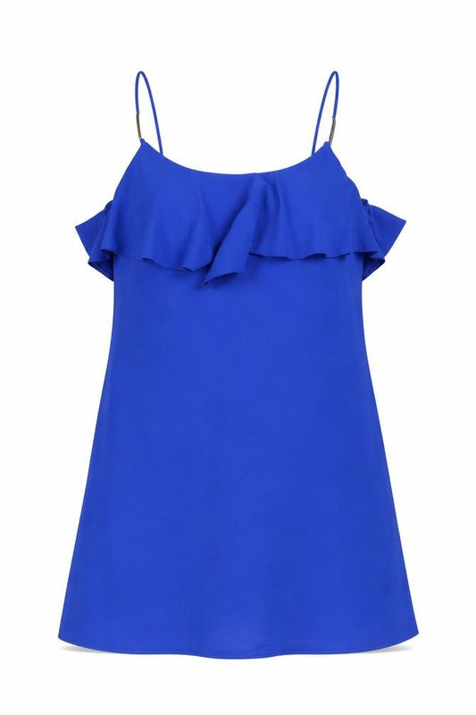 Front view of Atmosphere women’s blue polyester a-line, size UK 8, round neck pullover