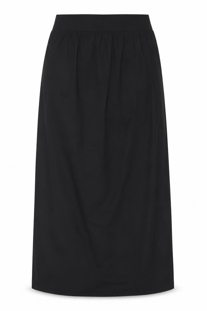 Front view of INFLUENCE women’s black polyester straight & pencil skirt, size UK 10, zip