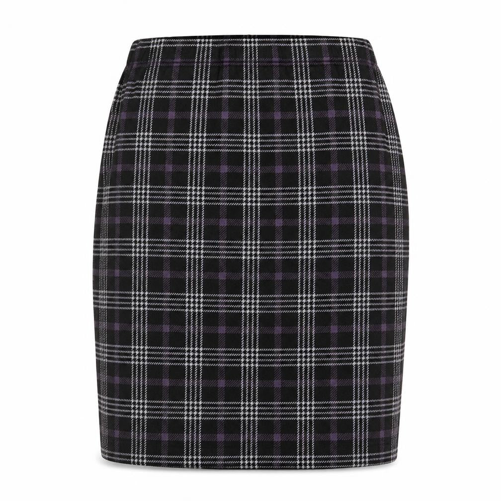 New Look Womens Black Plaid Polyester Straight & Pencil Skirt Size 10