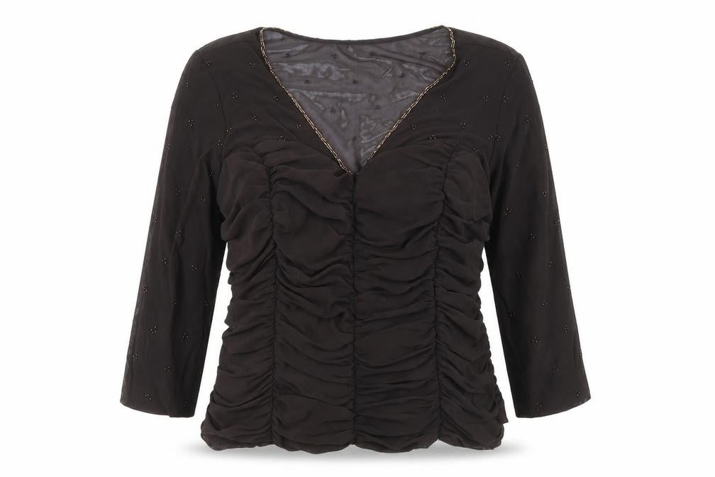 Arruba Womens Brown Nylon Basic Blouse Size 14 V-Neck