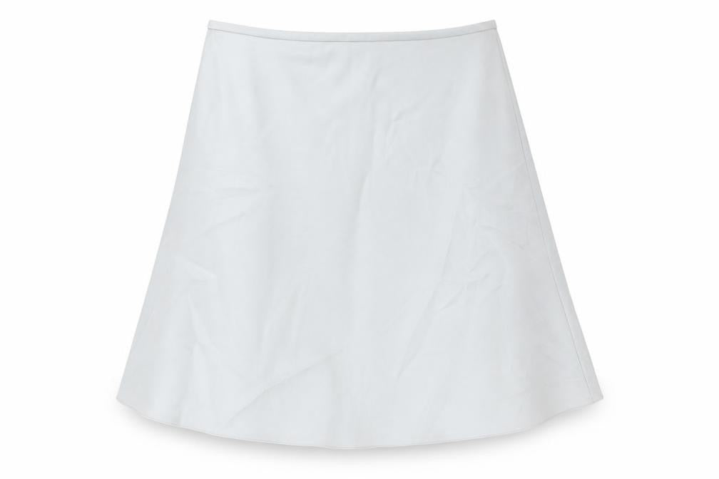 Front view of Precis women’s grey polyester swing skirt, size UK 10, zip