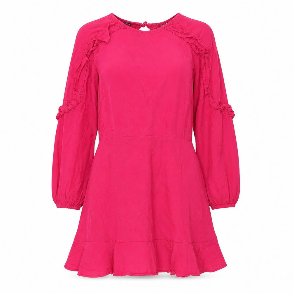 Topshop Womens Pink Viscose A-Line Size 10 Round Neck Zip