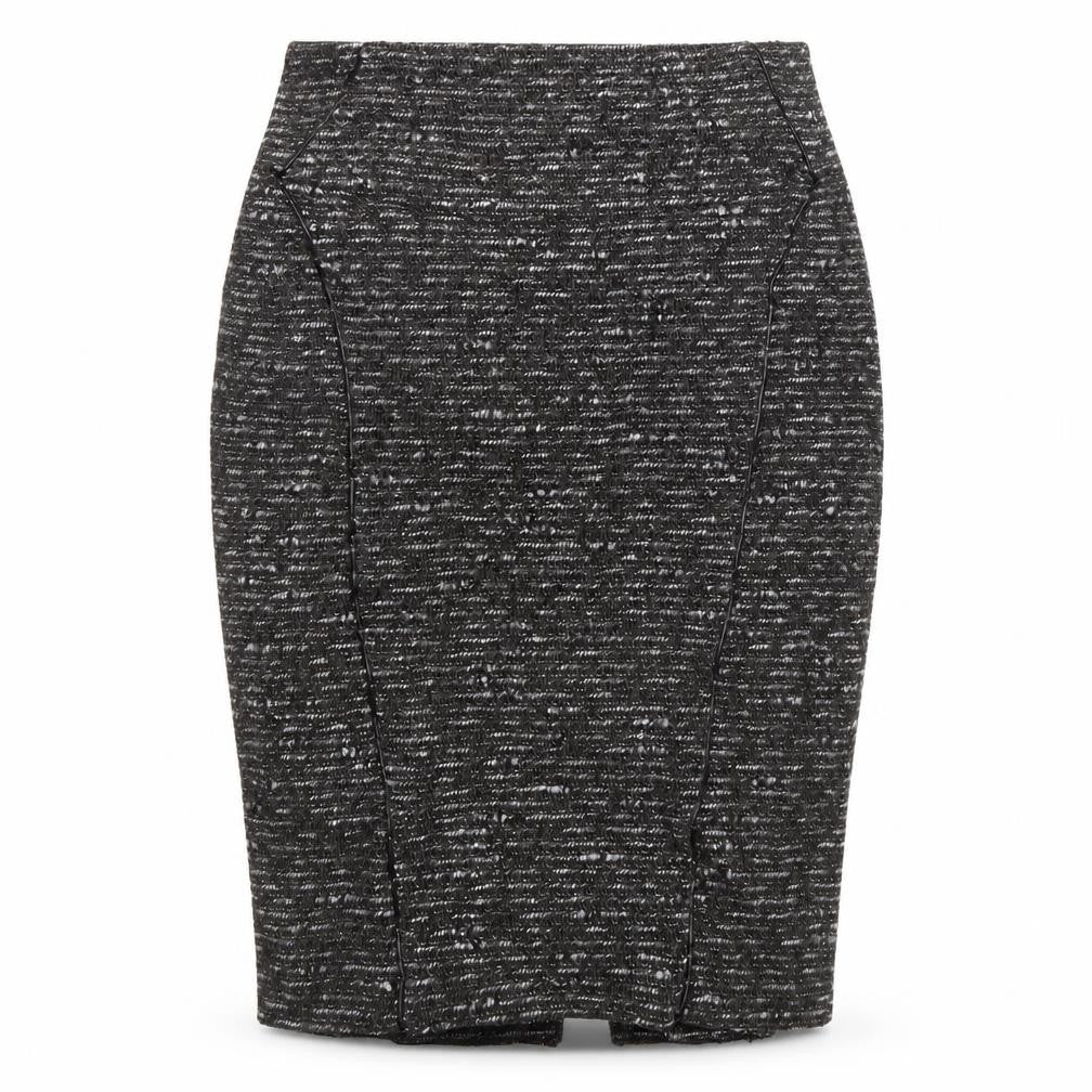 Front view of Zara women’s brown wool straight & pencil skirt, size L, zip