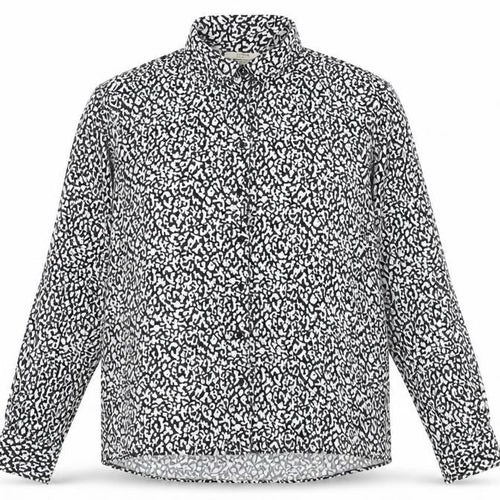 Pull&Bear Womens Black Geometric Viscose Basic Button-Up Size M V-Neck