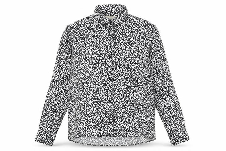 Pull&Bear Womens Black Geometric Viscose Basic Button-Up Size M V-Neck