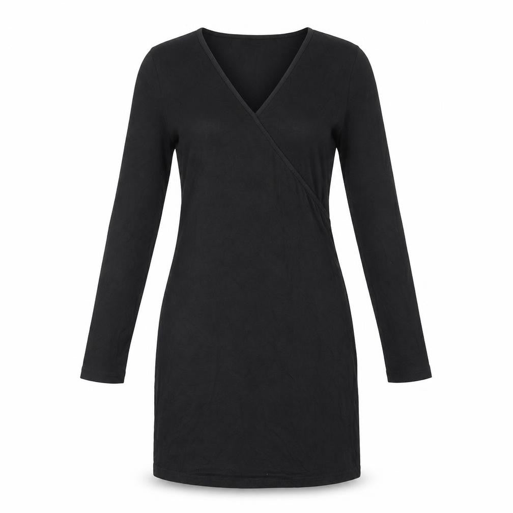 Front view of New Look women’s black viscose a-line, size UK 10, v-neck pullover
