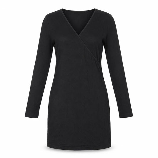 Front view of New Look women’s black viscose a-line, size UK 10, v-neck pullover