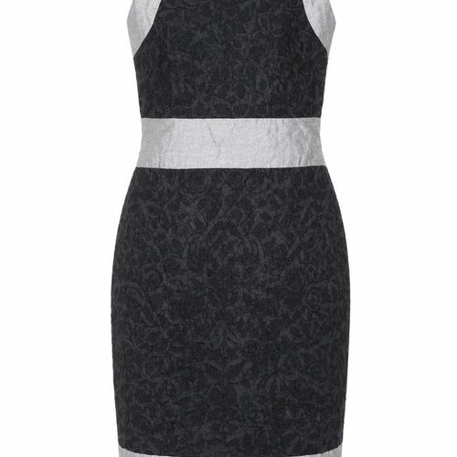 Coast Womens Black Geometric Viscose Bodycon Size 10 Round Neck Zip