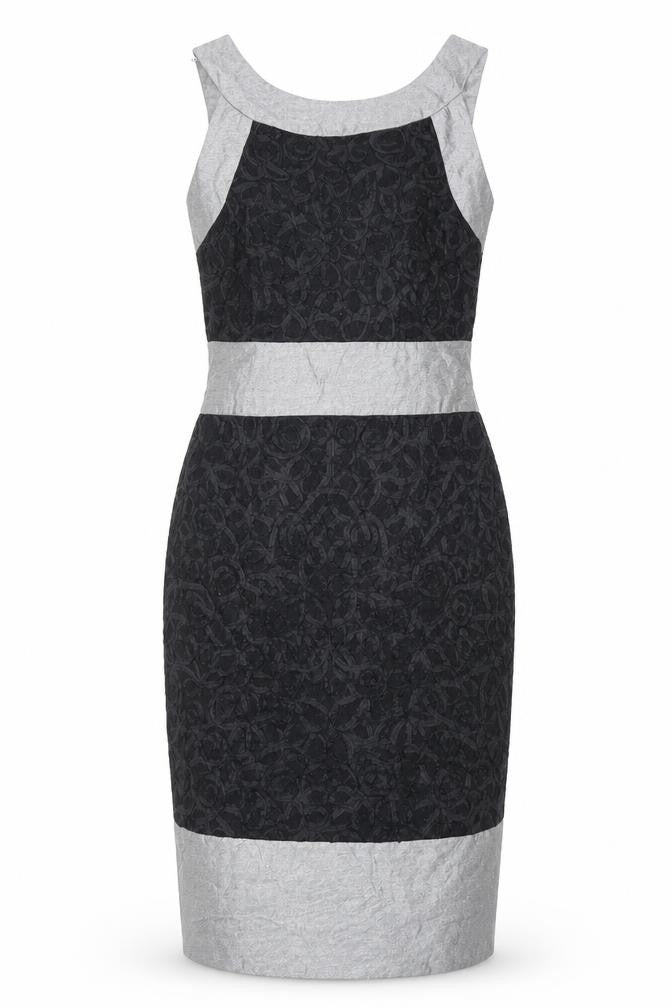 Coast Womens Black Geometric Viscose Bodycon Size 10 Round Neck Zip