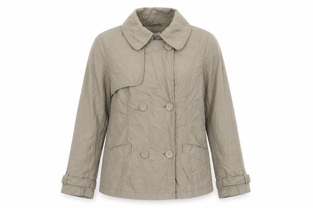 Front view of George women’s brown pea coat jacket, size UK 14, button