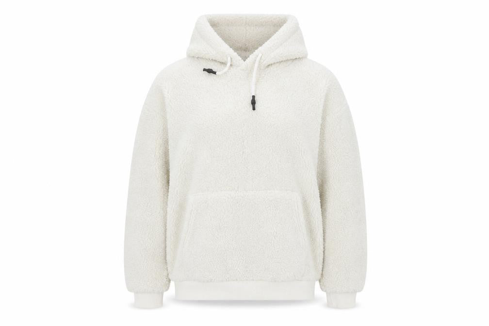 Front view of Primark women’s ivory polyester pullover hoodie, size S, pullover