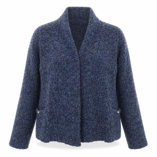 EWM Womens Blue V-Neck Acrylic Cardigan Jumper Size S