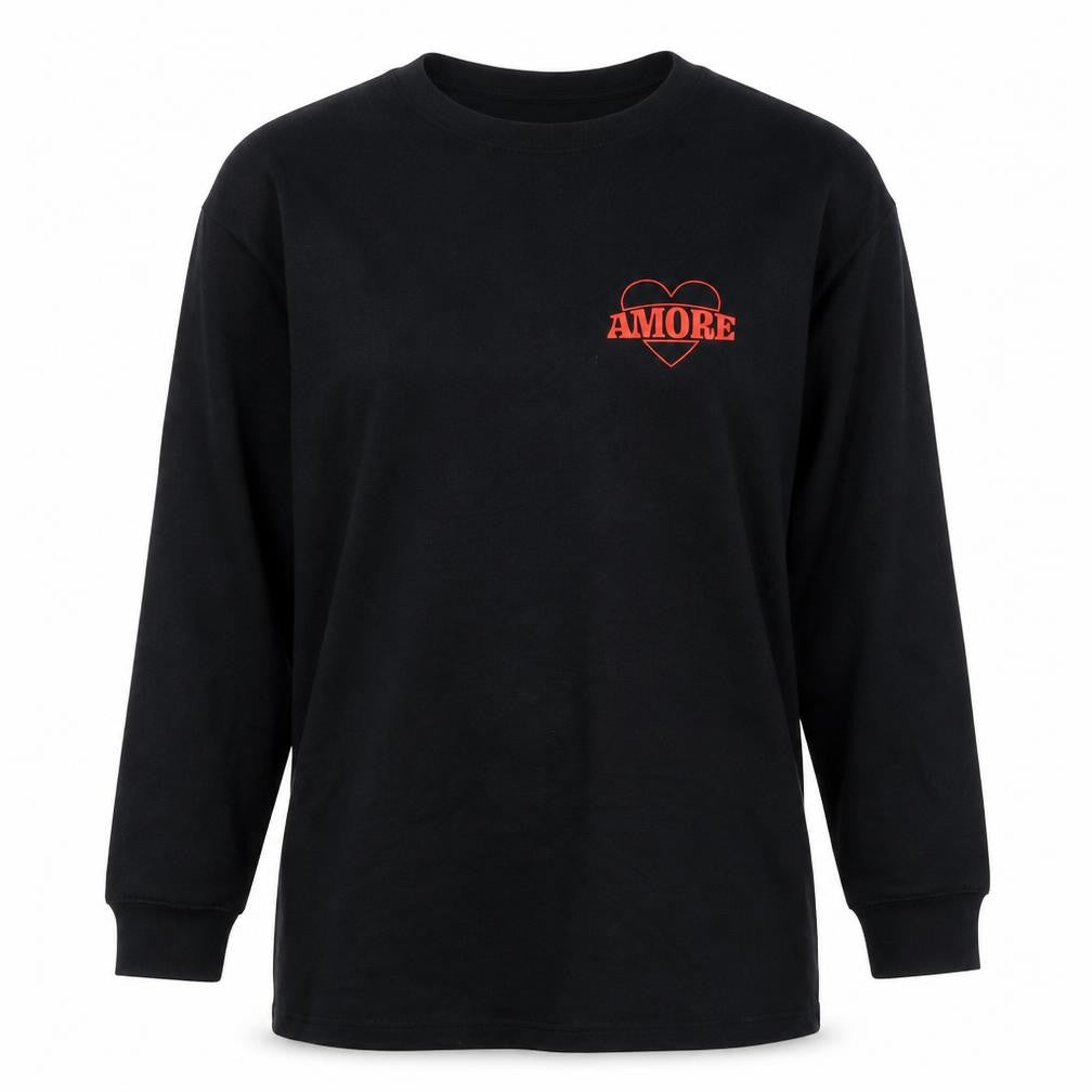 Front view of Boohoo women’s black polyester pullover sweatshirt, size S, pullover - amore