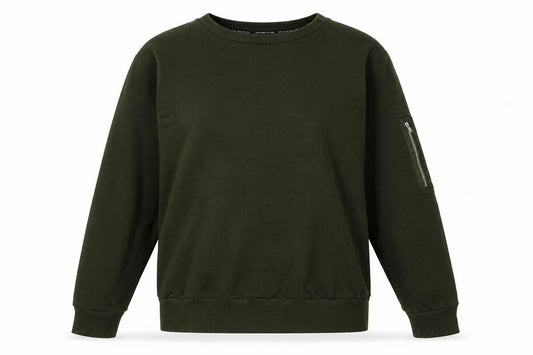 Front view of Brave Soul women’s green polyester pullover sweatshirt, size M, pullover
