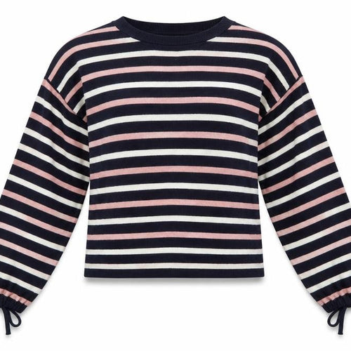 Mango Womens Blue Round Neck Striped Polyester Pullover Jumper Size S