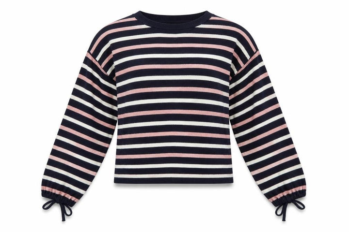 Mango Womens Blue Round Neck Striped Polyester Pullover Jumper Size S