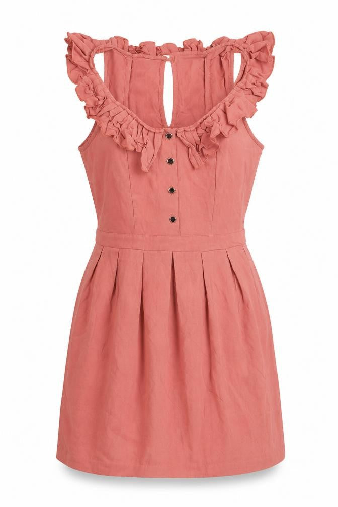 Pins and Needles Womens Pink Rayon A-Line Size S Scoop Neck Button