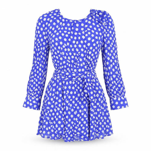 Trf Outerwear Womens Blue Polka Dot Viscose A-Line Size S Round Neck Zip