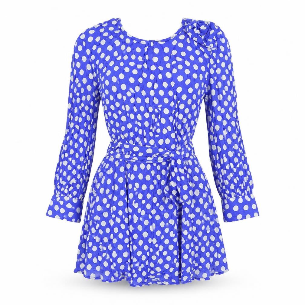 Trf Outerwear Womens Blue Polka Dot Viscose A-Line Size S Round Neck Zip