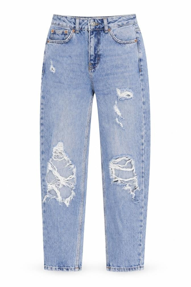 Topshop Womens Blue Cotton Mom Jeans Size 25 in Regular Zip