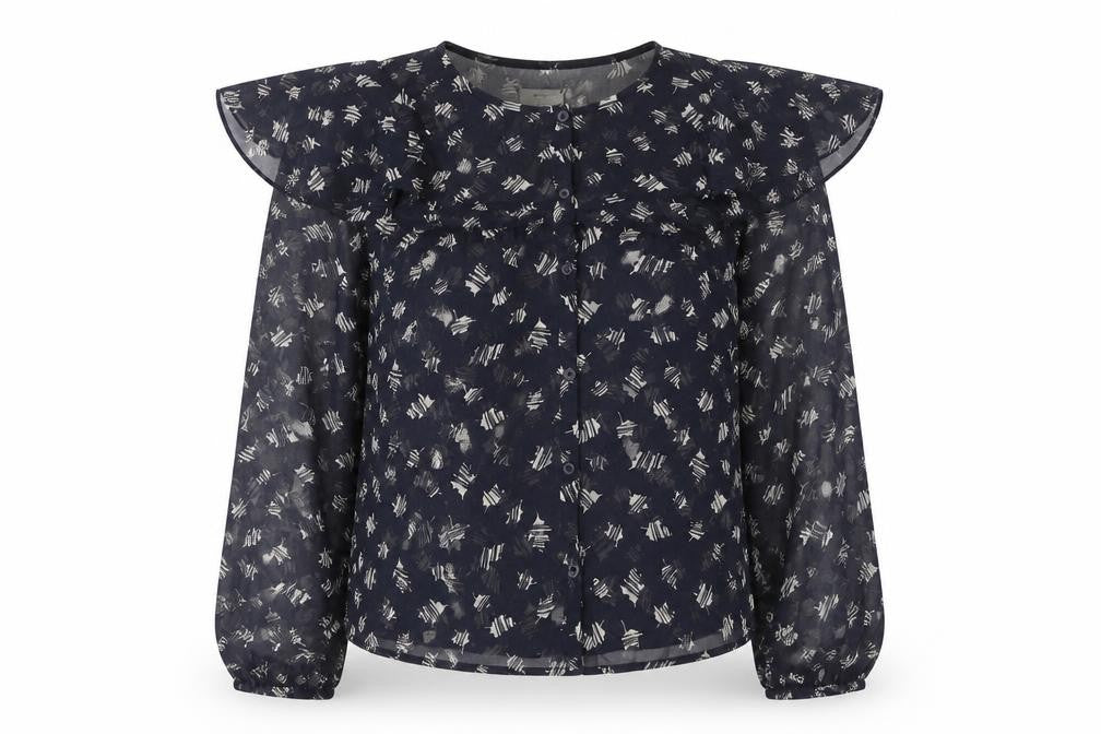Pins & Needles Womens Black Geometric Polyester Basic Blouse Size XS Round Neck