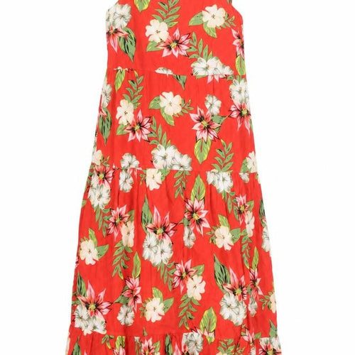 Dorothy Perkins Womens Red Floral Viscose A-Line Size 8 Round Neck Pullover