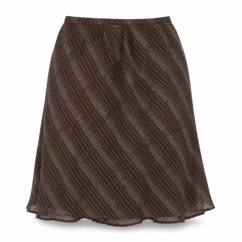 Berkertex Womens Brown Striped Viscose Swing Skirt Size 14