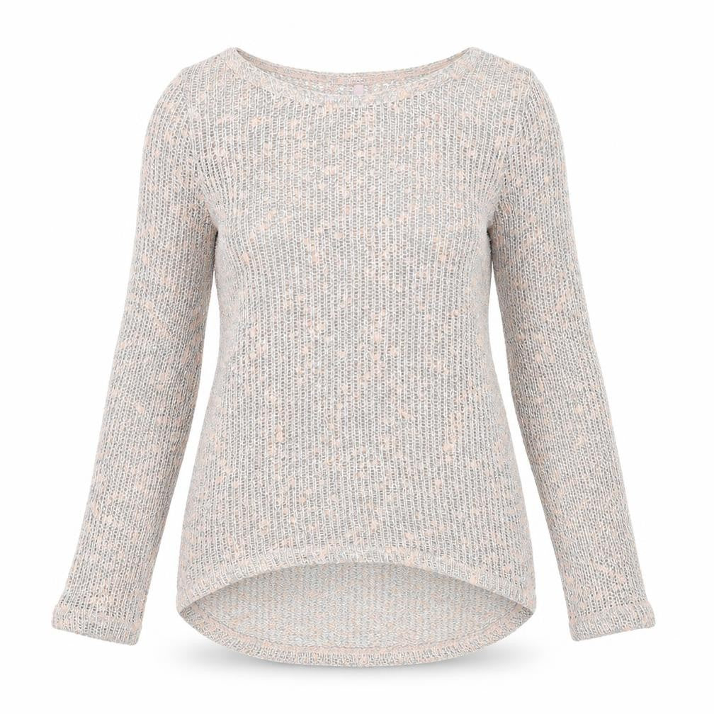 Front view of Next women’s pink round neck acrylic jumper, size UK 6