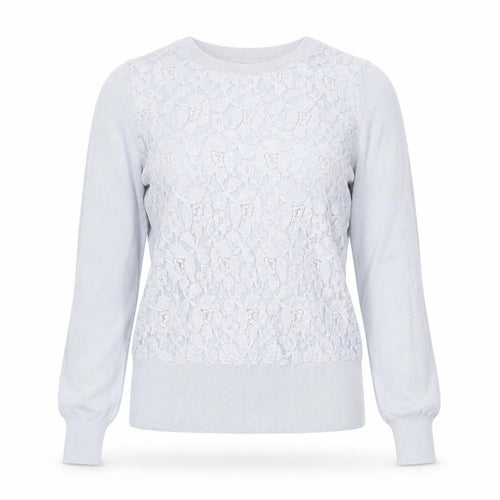 Oasis Womens Grey Round Neck Cotton Pullover Jumper Size S - Lace Detail