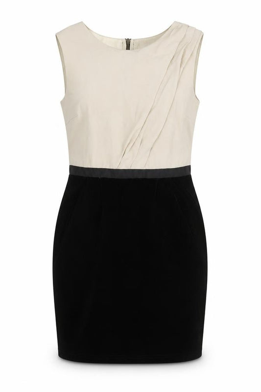 Front view of Topshop women’s multicoloured polyester pencil dress, size UK 8, round neck