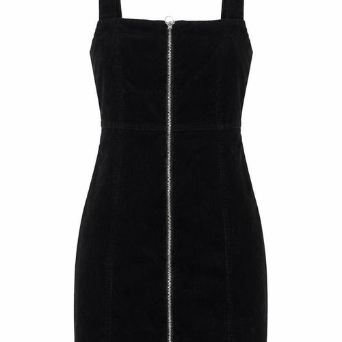 Denim Womens Black Cotton Pencil Dress Size 8 Square Neck Zip