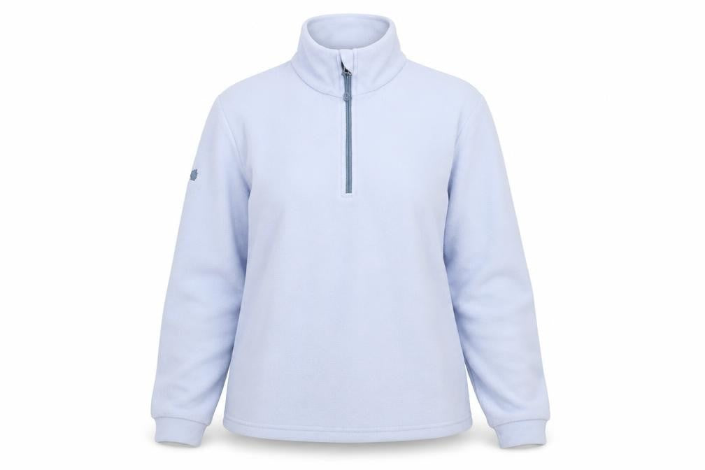 Front view of Lafuma women’s blue polyester pullover sweatshirt, size S, zip