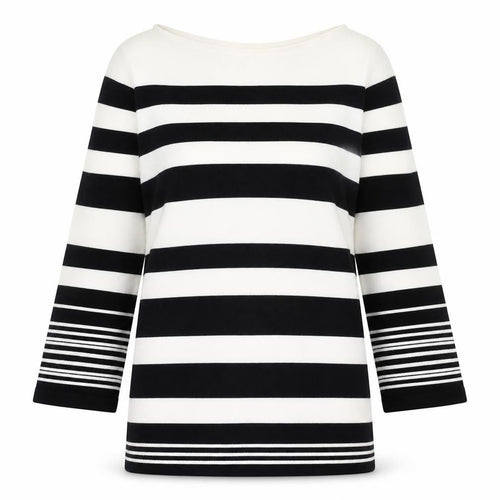 For Women Womens White Boat Neck Striped Acrylic Pullover Jumper Size 10