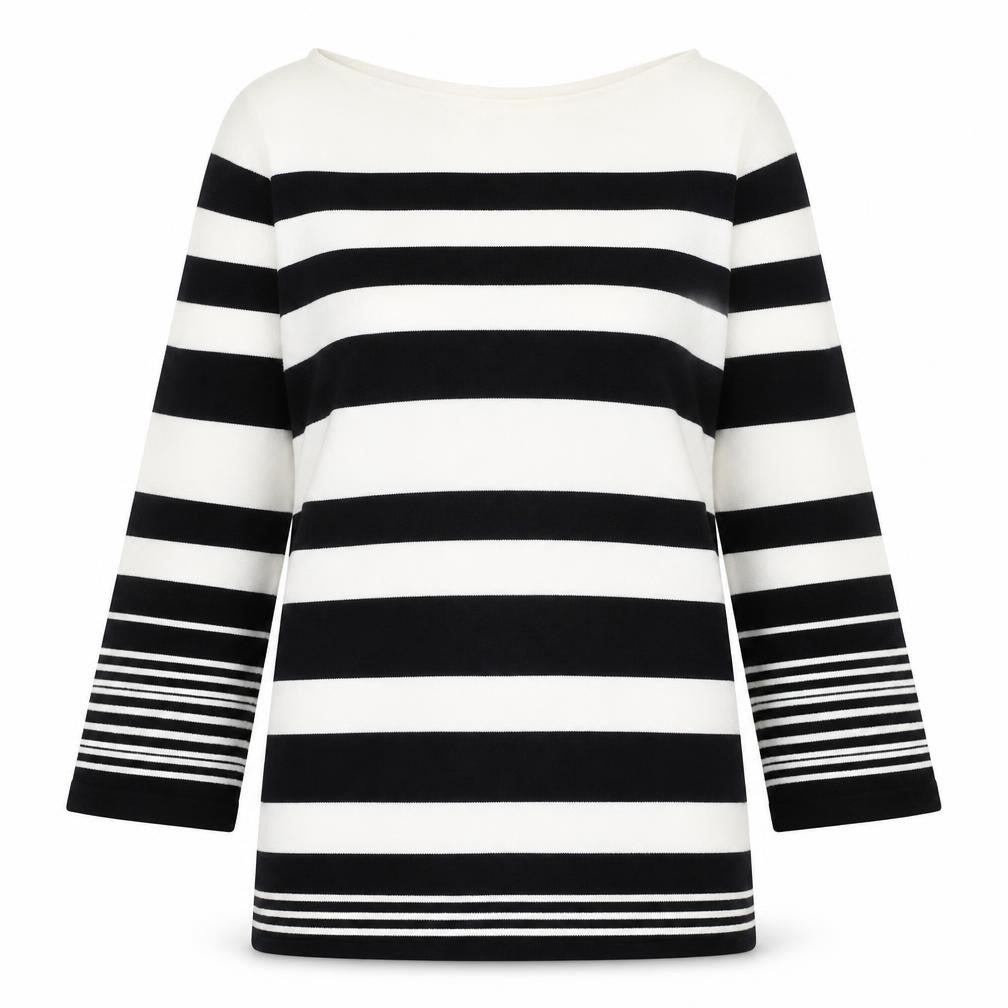 For Women Womens White Boat Neck Striped Acrylic Pullover Jumper Size 10