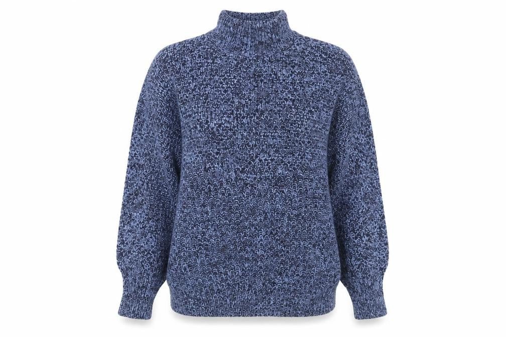 Front view of Next women’s blue high neck cotton jumper, size S
