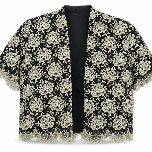 Roots Womens Black V-Neck Floral Polyester Shrug Jumper Size 12