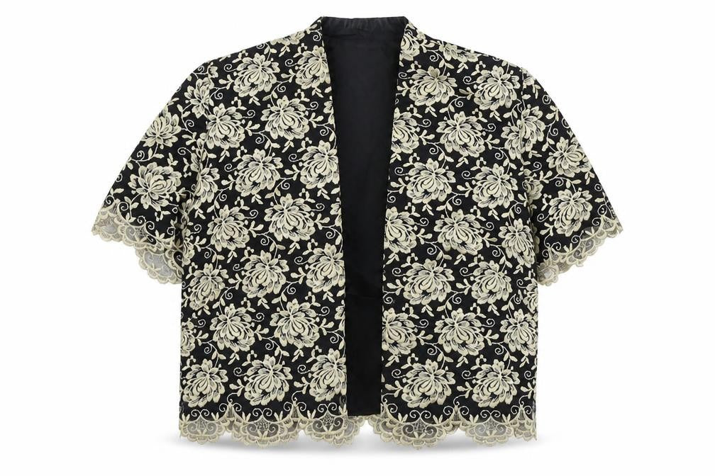 Roots Womens Black V-Neck Floral Polyester Shrug Jumper Size 12