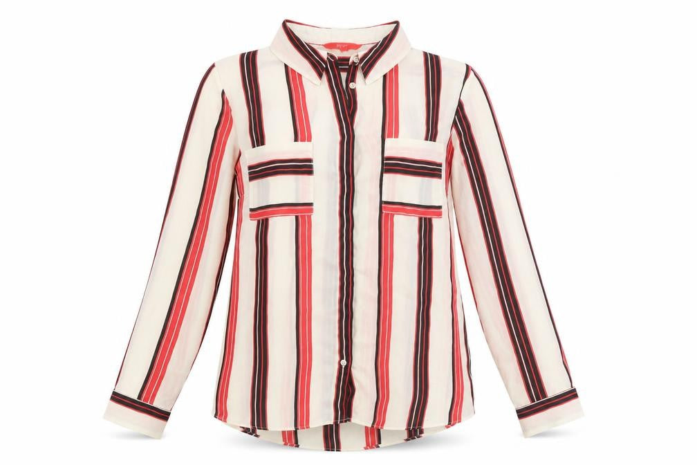 Next Womens Multicoloured Striped Polyester Basic Button-Up Size 14 V-Neck