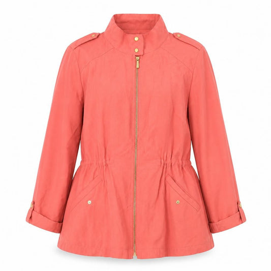 Front view of Zara women’s pink jacket, size S, zip