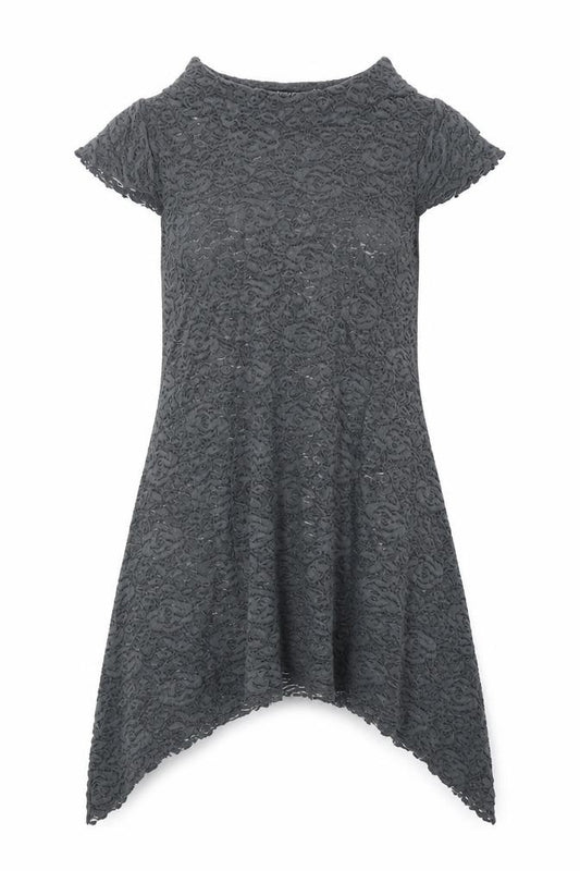 Front view of Andrea Perazzo women’s grey polyester a-line, size S, round neck pullover