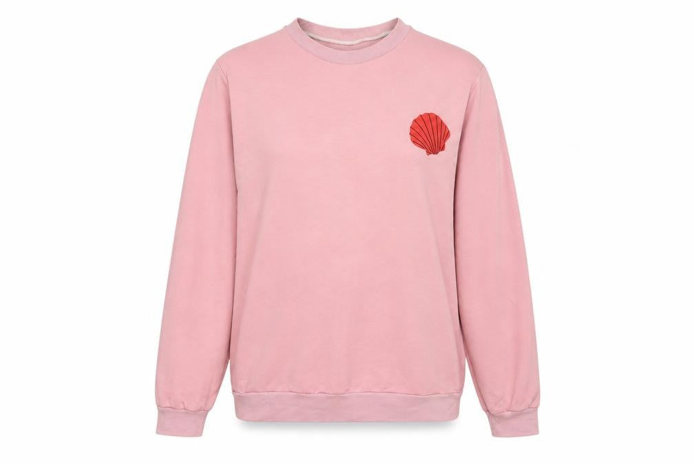 Front view of women’s pink cotton pullover sweatshirt, size XL, pullover - shell