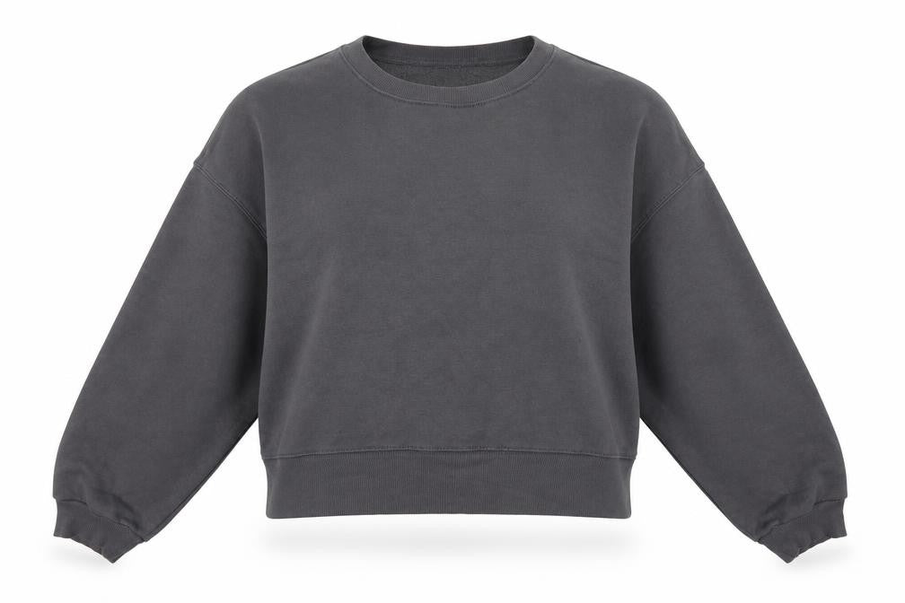 Front view of ASOS women’s grey cotton pullover sweatshirt, size UK 10, pullover