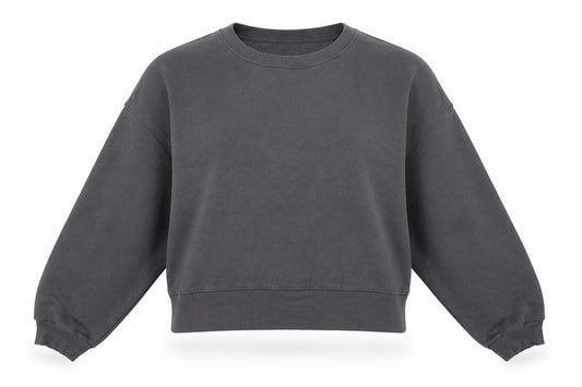 Front view of ASOS women’s grey cotton pullover sweatshirt, size UK 10, pullover