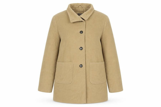 Front view of Basler women’s beige jacket, size UK 12, button