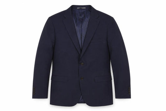 Front view of Next men’s blue polyester jacket blazer, size L, regular